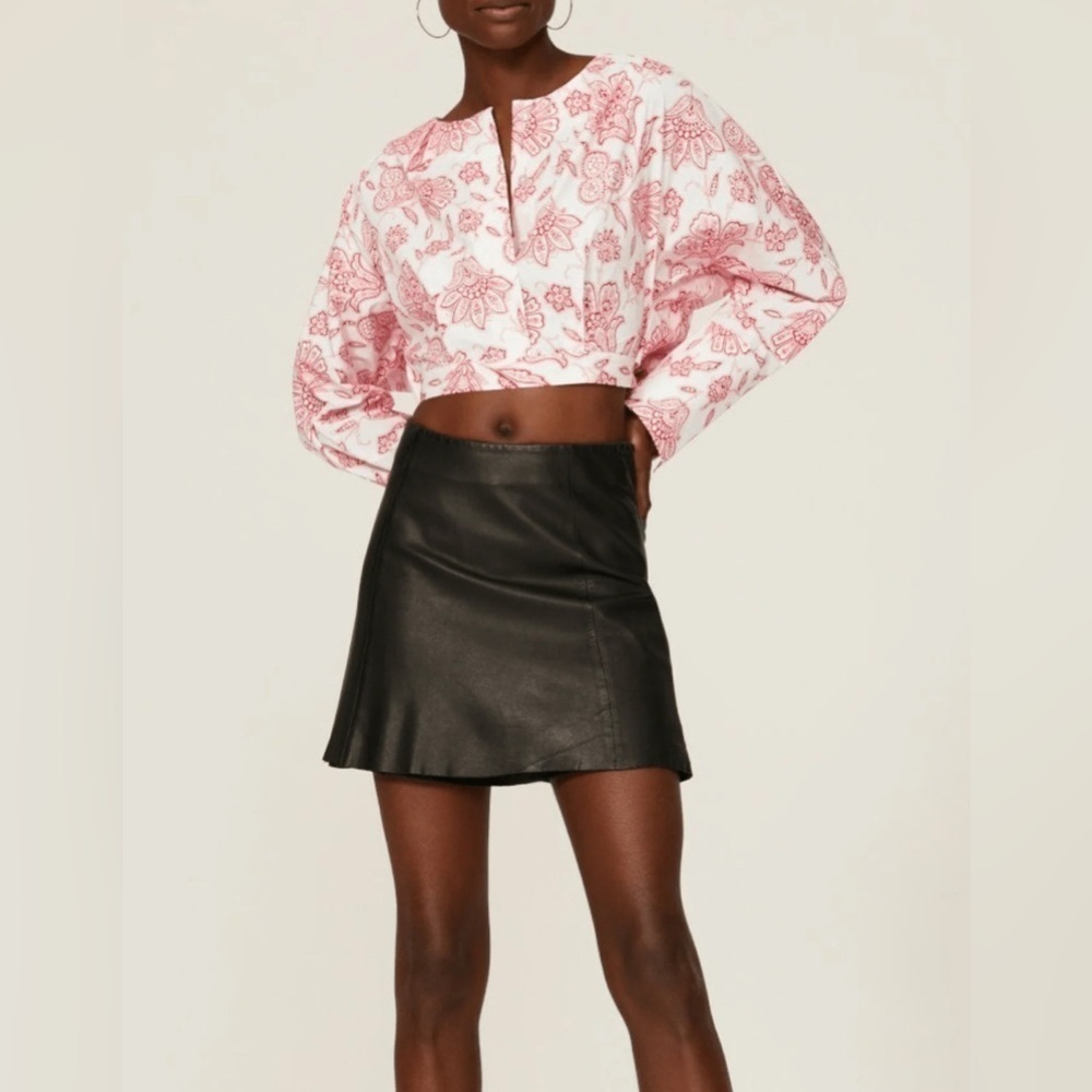 Saunders Floral Classic Cropped Blouse Redl 14 Preppy Quiet Luxury Stretch